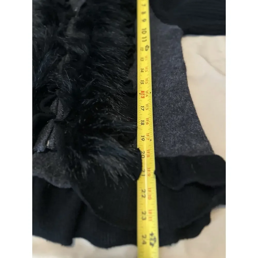 Vtg Y2K Faux Fur Wool Blend Sweater Jacket Petite Medium Lisa International